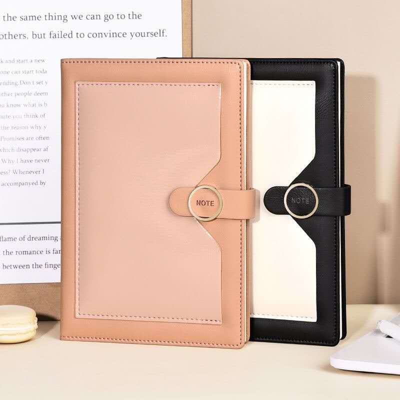 Minimalist Soft Pastel Pink and Black Leather Organizers