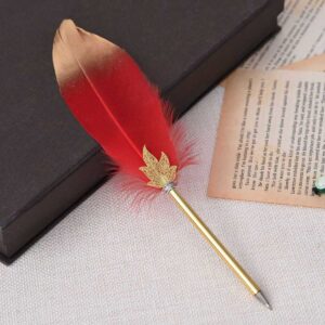 Majestic Crimson and Gold Quill Pen