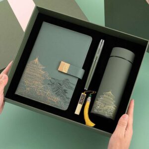 Luxury Matte Black Thermos and Notebook Set