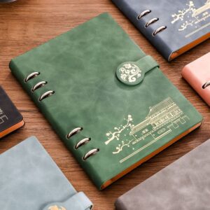 Retro Green Leaf Binder Journal