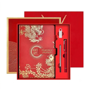 Traditional Red Calligraphy Pen and Notebook Gift Set